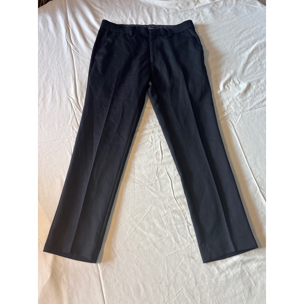 Kenneth Cole Reaction Dress Pants Mens 32x30 Black Excellent Slim Flat Front